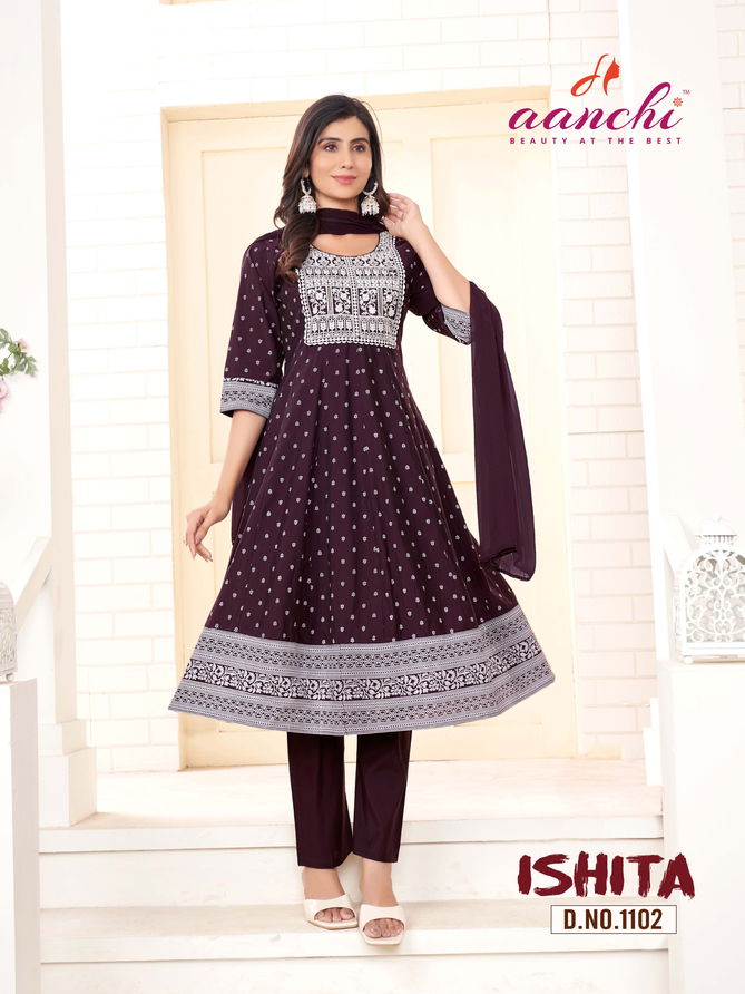 Ishita By Aanchi Roman Designer Anarkali Kurti With Bottom Dupatta Suppliers In Mumbai
